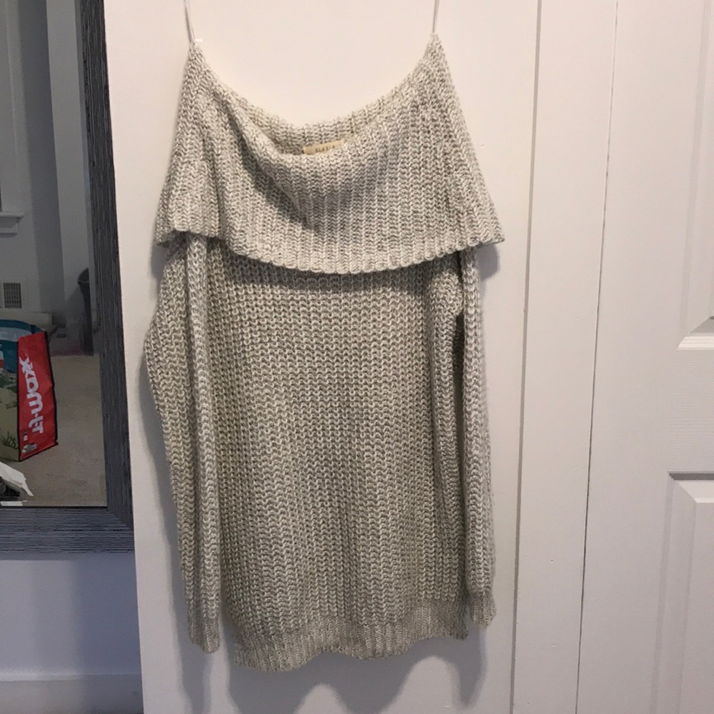 Off the shoulder long sleeve sweater